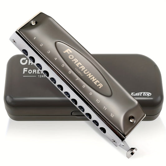 12-hole Membraneless Chromatic Harmonica Teaching Gift, Easy To Play And Carry