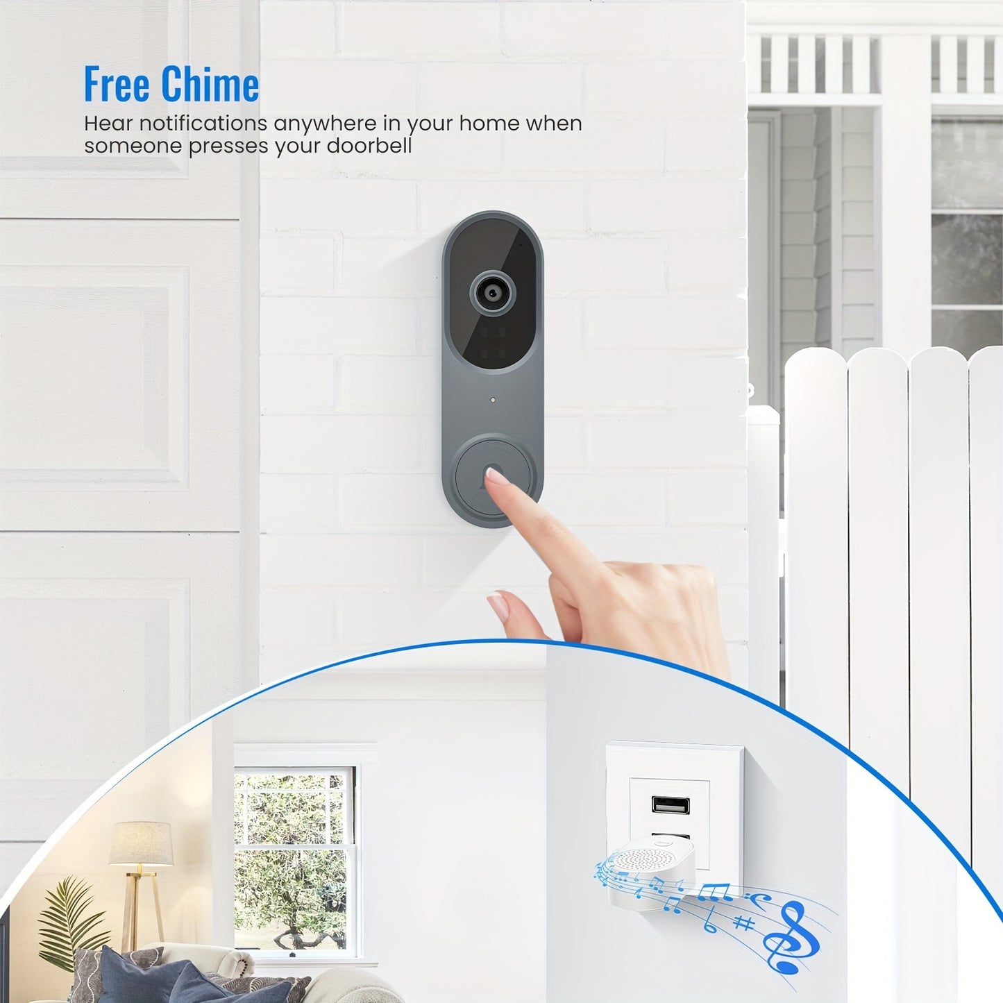 Wired 1080p Security Camera Doorbell, Smart Video Doorbell Camera With Initiative Pre-Event Recording, AI Human Detection, Two-Way Audio, 2.4G WiFi, Night Vision, Cloud Storage, Advanced 1080p AI-Powered Wired Doorbell Camera For Home Security