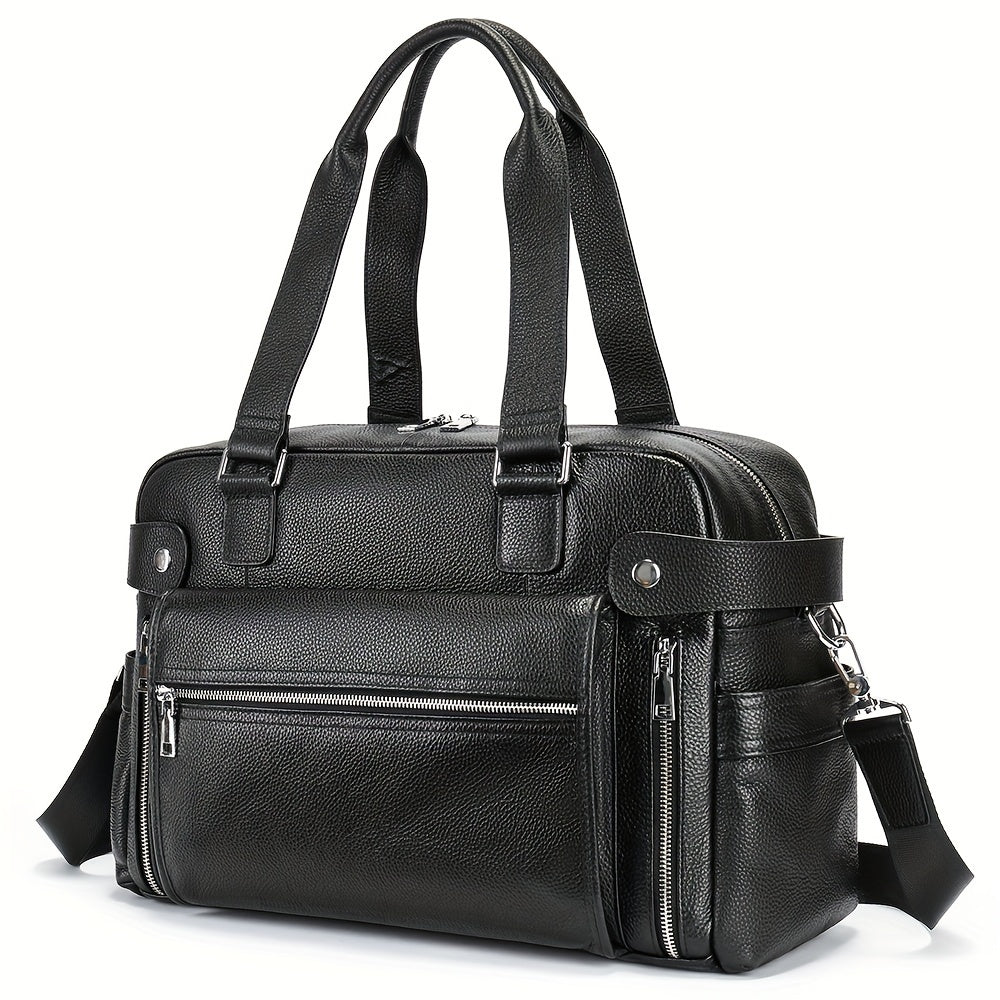1pc Men's Genuine Leather Business Handbag, Laptop Storage Travel Bag