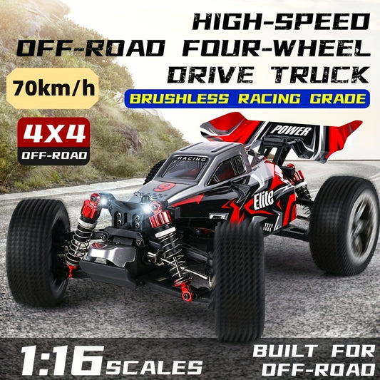4WD 1:16 Remote Control Car .70KM\u002FH High-Speed Brushless Motor Metal Transmission Racing Car Monster Truck,Christmas Gift