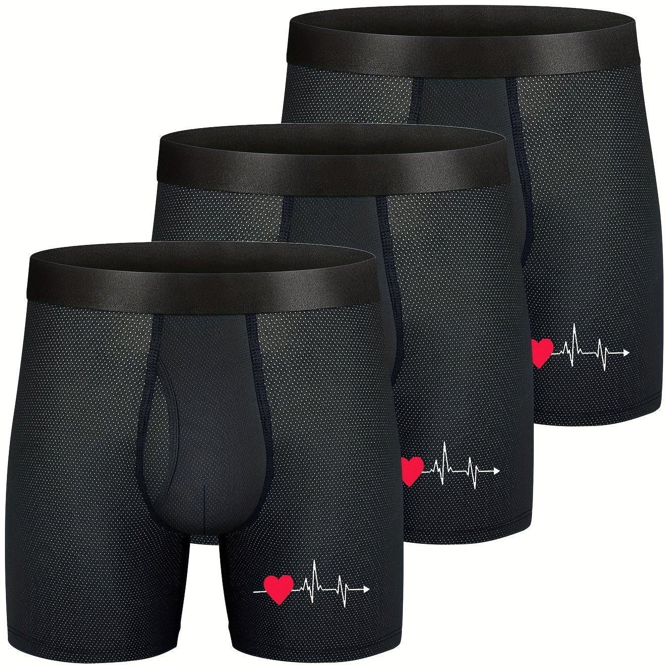 3pcs Hommes Maille Confortable Respirant Athlétique Cool Long Boxer Slip, Sous-vêtements