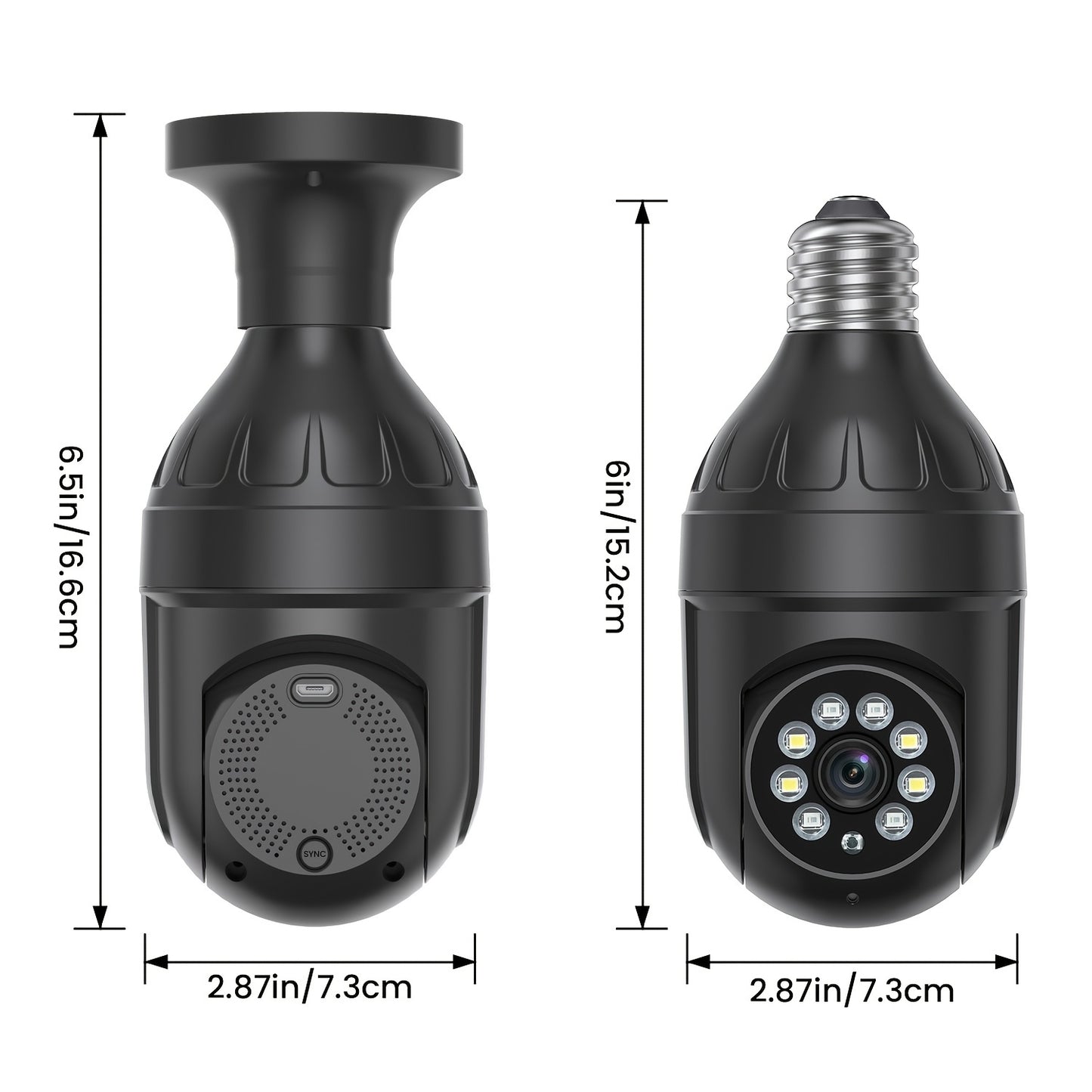 Câmera de segurança com lâmpada sem fio, câmeras externas para segurança doméstica 1080p HD Panorâmica de 360 graus com tomada de luz panorâmica Câmera de segurança com 2,4 G WiFi, visão noturna colorida, detecção de movimento inteligente, áudio bidirecio