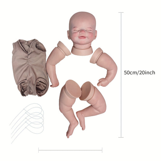 20 Inch Smile Silicone Doll Handmade Painted Soft Solid Silicone Bebe Newborn Dolls Parts With Rooted Eyelashes Accessories