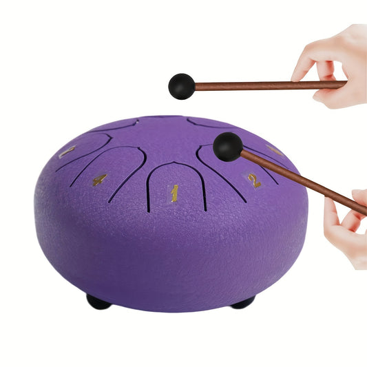 Experience the Chakra Healing Vibes with this 8-Note Alloy Steel Tongue Drum & Mallets - Lavender