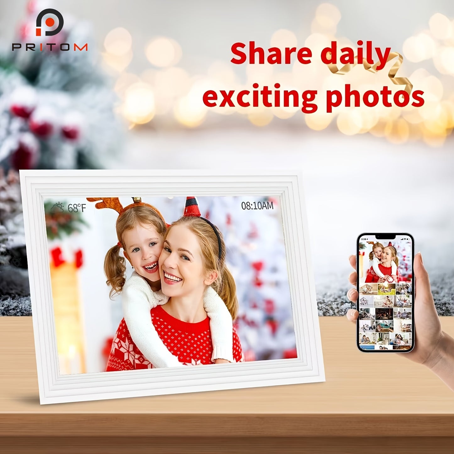 10.1 Inch Smart Wi-Fi Digital Photo Frame, 1280x800 IPS LCD Touch Screen, Auto-Rotate Portrait And Landscape, Built In 32GB Memory, Share Moments Instantly Via Frame App From Anywhere, Support For Photo\u002Fvideo Playback, Cloud Album