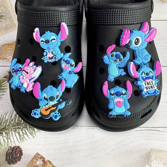 8PCS Disney Stitch Series Shoe Buckles Cute Cartoon Pattern Shoe Charms Detachable Shoe Buckles Decorative Accessories