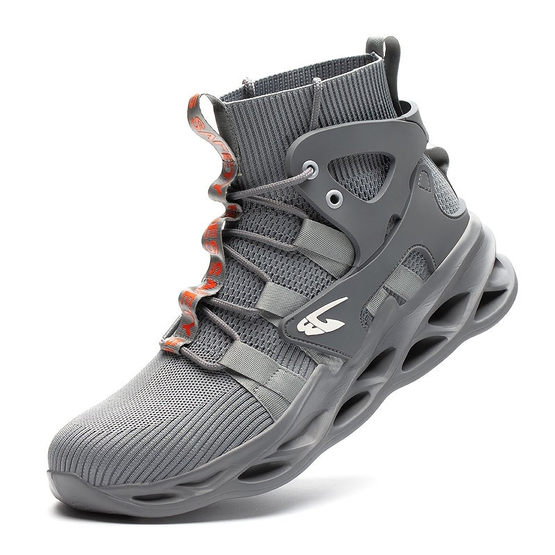 Zapatos de punta de acero de protección de tipo de cuchilla superior alta para hombres de talla grande, zapatillas de deporte con cordones, perfectas para actividades de entrenamiento de seguridad de construcción