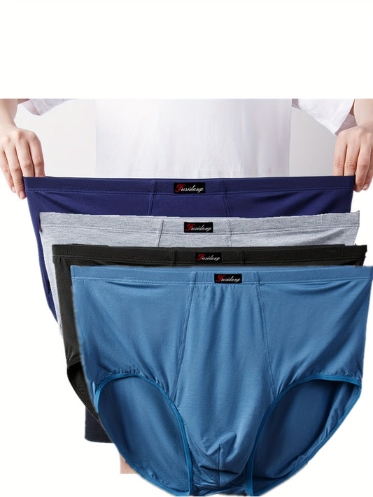 3\u002F4pcs Plus Size Men's Underwear, Casual Loose Breathable Comfy Quick-drying Elastic Briefs, Modal Underpants