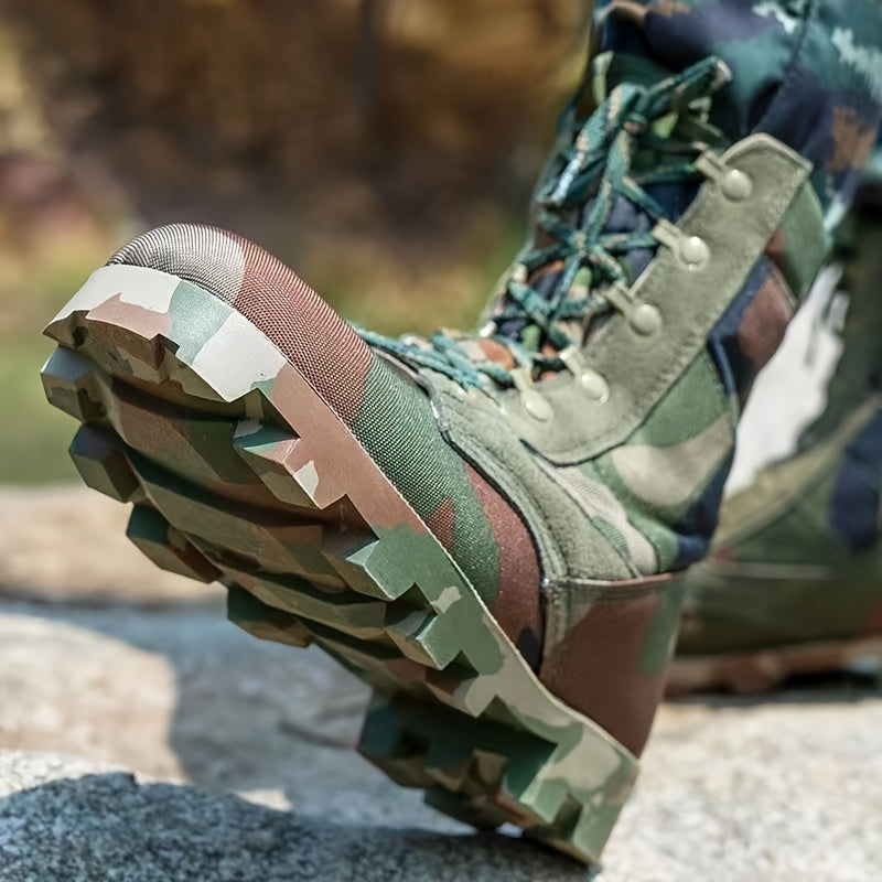 Botas de trabalho táticas militares com padrão de camuflagem masculina, botas duráveis confortáveis e confortáveis à prova d&#39;água para atividades ao ar livre