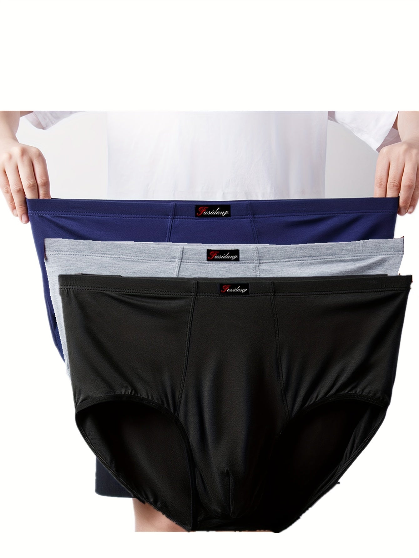 3\u002F4pcs Plus Size Men's Underwear, Casual Loose Breathable Comfy Quick-drying Elastic Briefs, Modal Underpants