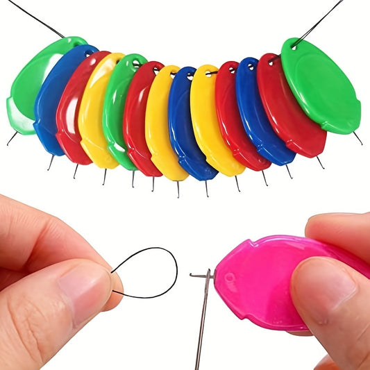 5 piezas aguja Threader herramienta aguja Threader para coser a mano con estuche transparente, simple aguja Threader ideal para trabajo de aguja, máquina de coser, bordado, punto de cruz, colores al azar