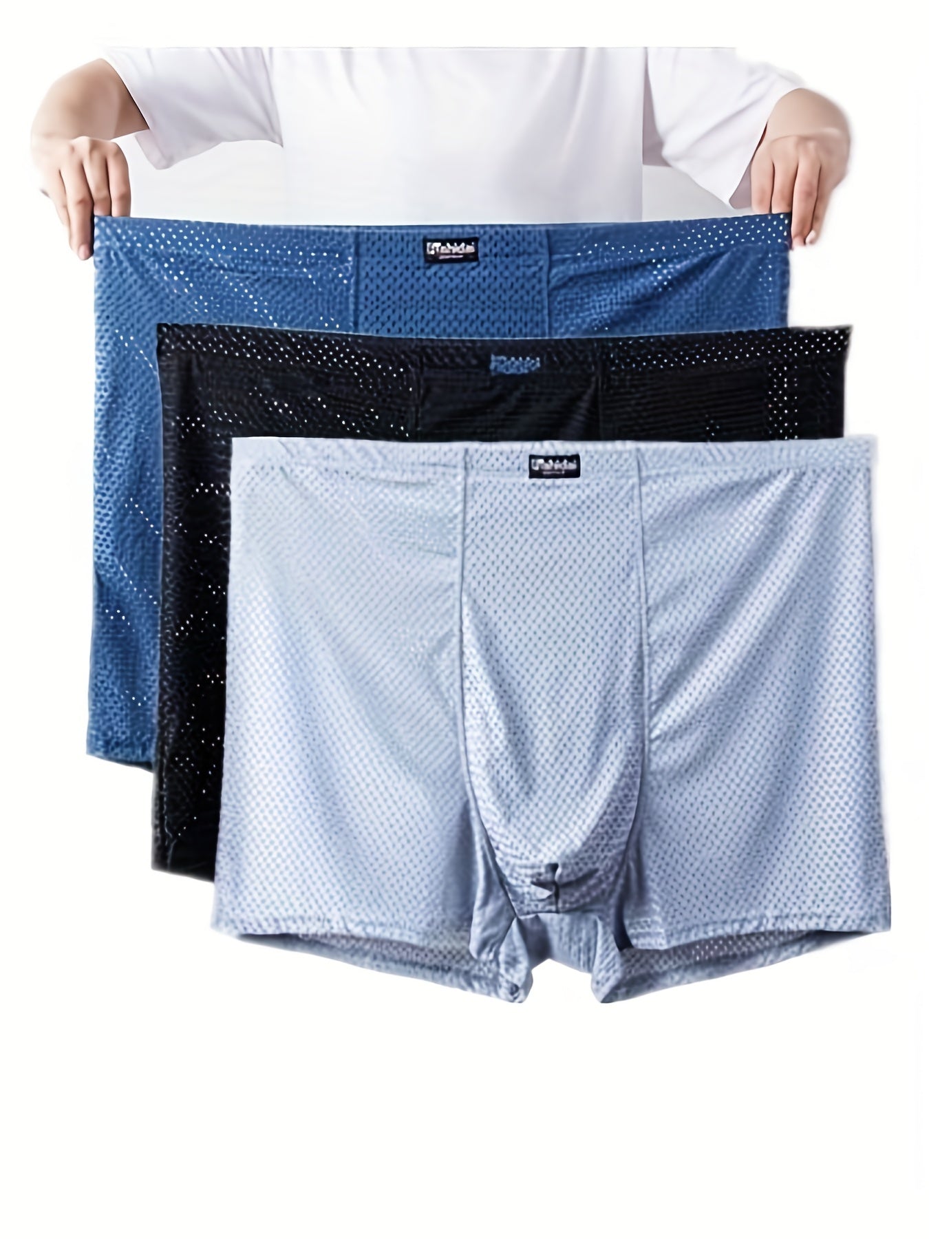 3 peças cuecas boxer masculinas plus size, malha respirável, macia e confortável, cuecas boxer elásticas, seda gelada, cuecas boxer legais para o verão, roupa íntima masculina