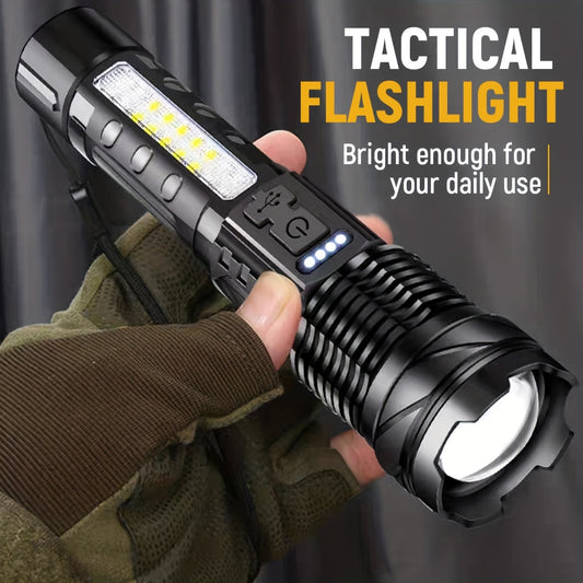 2pcs LED Rechargeable Zoom Tactical Flashlights, Powerful, Portable & Durable LED Light For Outdoor Hiking Camping