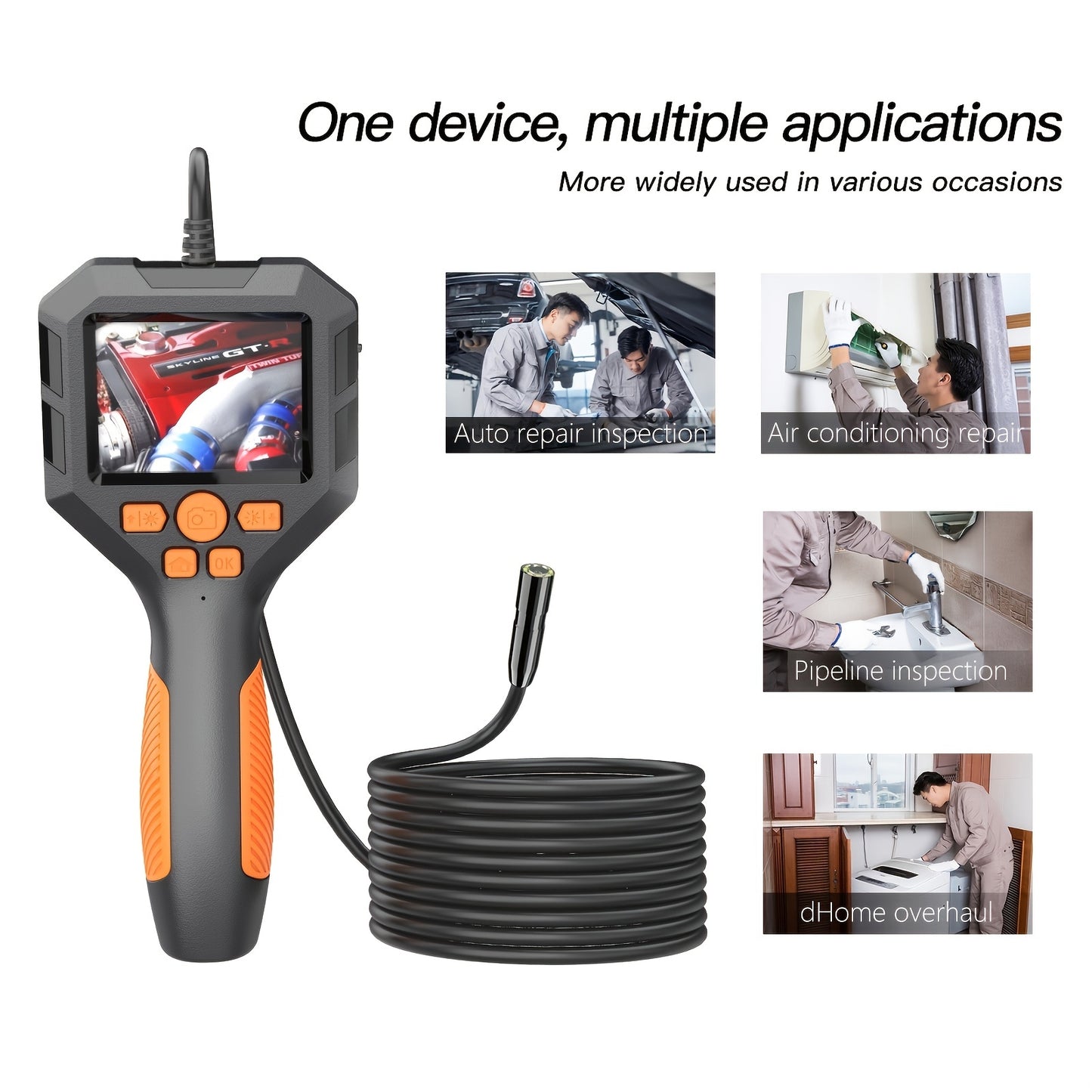 Inspection Camera With Light, Digital Industrial Borescope, Video Endoscope, Scope Camera 2.8\