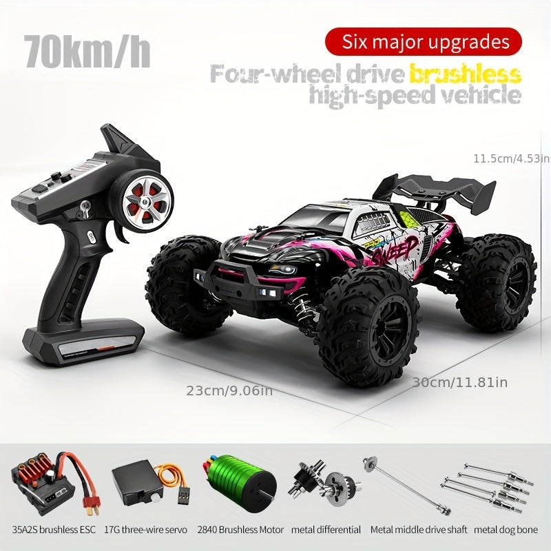 New Q117 2.4GHz 70km\u002Fh Professional RC Car: Brushless Motor, 1:16 Scale 4WD Alloy High-speed Off-road Climbing Vehicle, LED Lights.Perfect for beginners Men's Gifts and Teenager Stuff