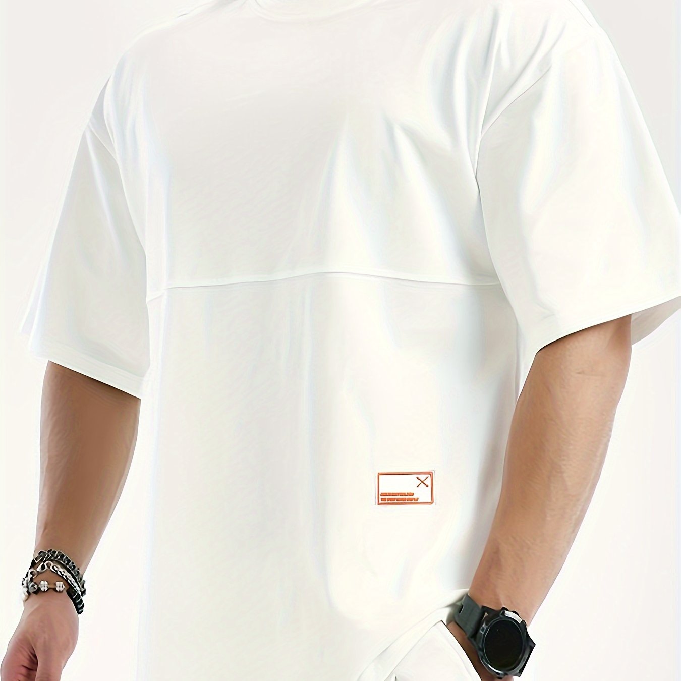 Camiseta Suelta Creativa Sólida para Hombre, Camiseta Deportiva Informal de Manga Corta con Cuello Redondo y Ligeramente Estirada para Correr, Ropa Deportiva para Hombre para Verano al Aire Libre