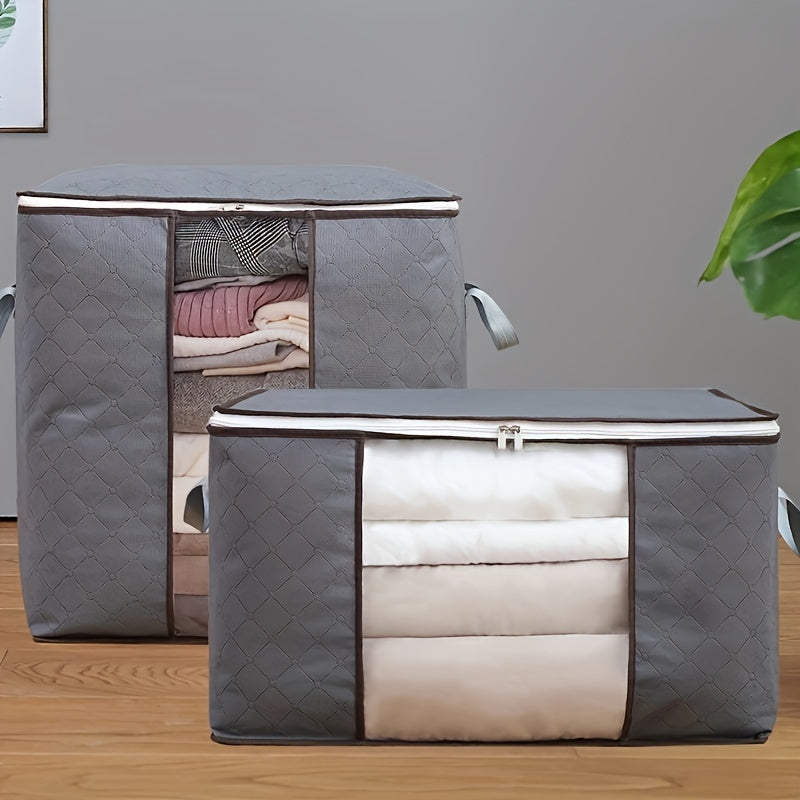 2pcs Extra Large Quilt Storage Bag, Foldable Wardrobe Clothes Storage Bags, Home Blanket Luggage Zipper Organizer Bags