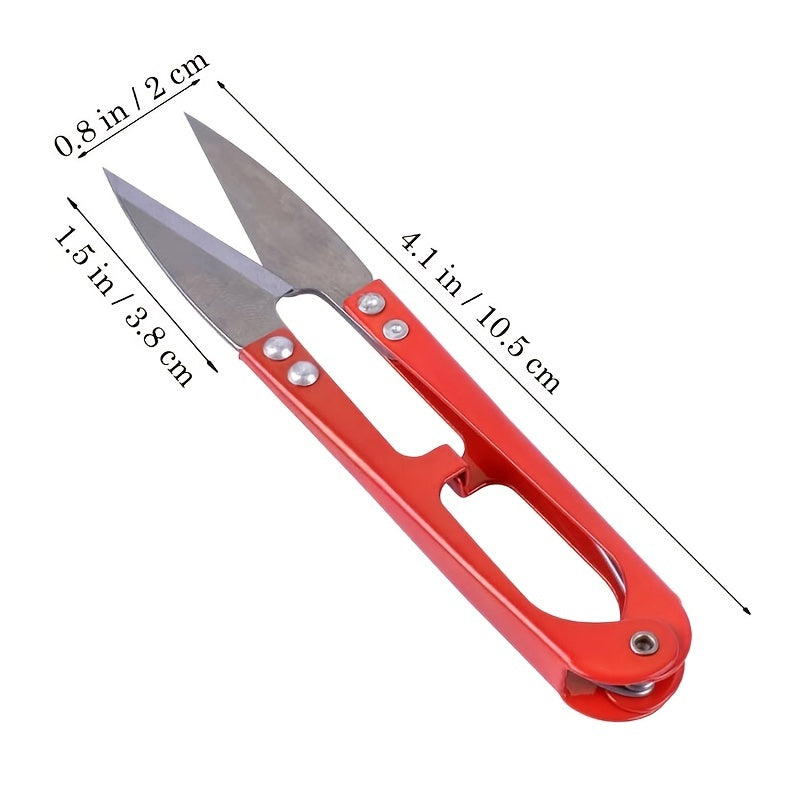 Tijeras de coser en U, minicortadoras de hilo pequeñas, ideal para puntadas, manualidades y suministros de bricolaje (colores aleatorios)