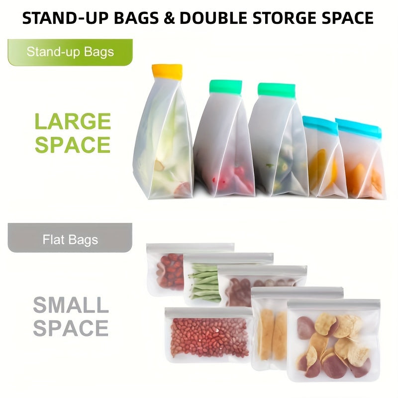 Reusable Silicone Food Storage Bag, Leak Proof And Reusable Freezer Bag, Travel\u002Fhome Storage Bag -1 Reusable Gallon Bag\u002F1 Reusable Sandwich Bag\u002F1 Reusable Snack Bag (excluding Bisphenol A)