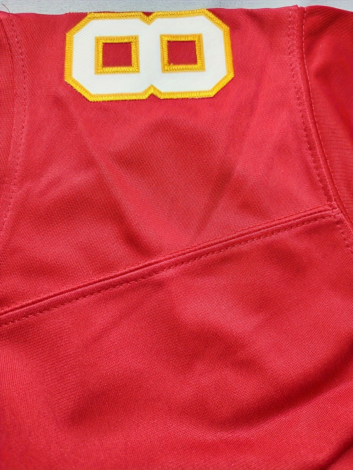 Más tamaño #87 rojo fútbol americano estrella Jersey camiseta, casual con cuello en V deportes sueltos camiseta, ropa deportiva para hombres y mujeres