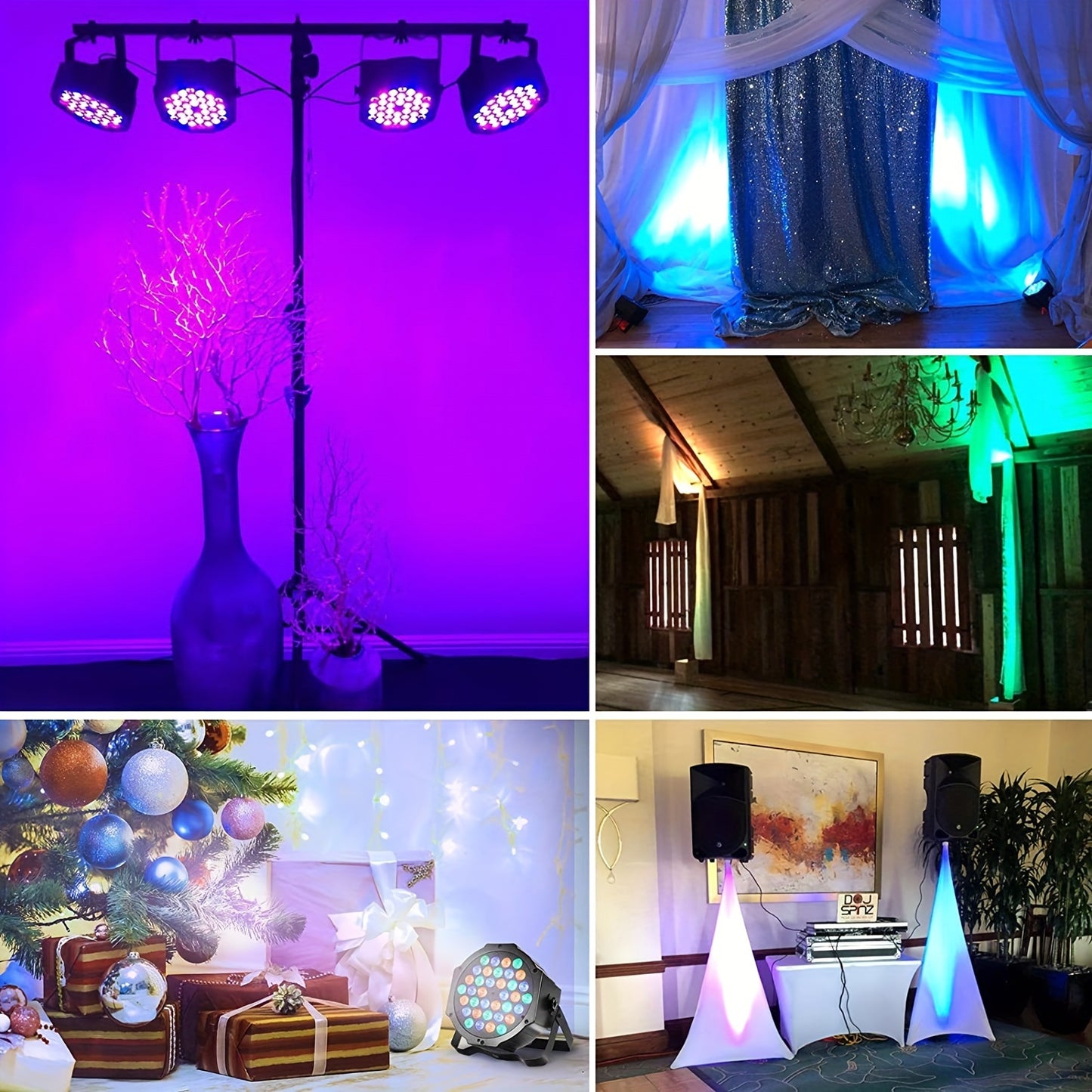 36 LED Stage Lights RGB DJ LED Par Light Remote & DMX Controlled Sound Activated Auto Play Uplights For Wedding Birthday Christmas Holiday Music Show Dance Party Stage Lighting-1Pack