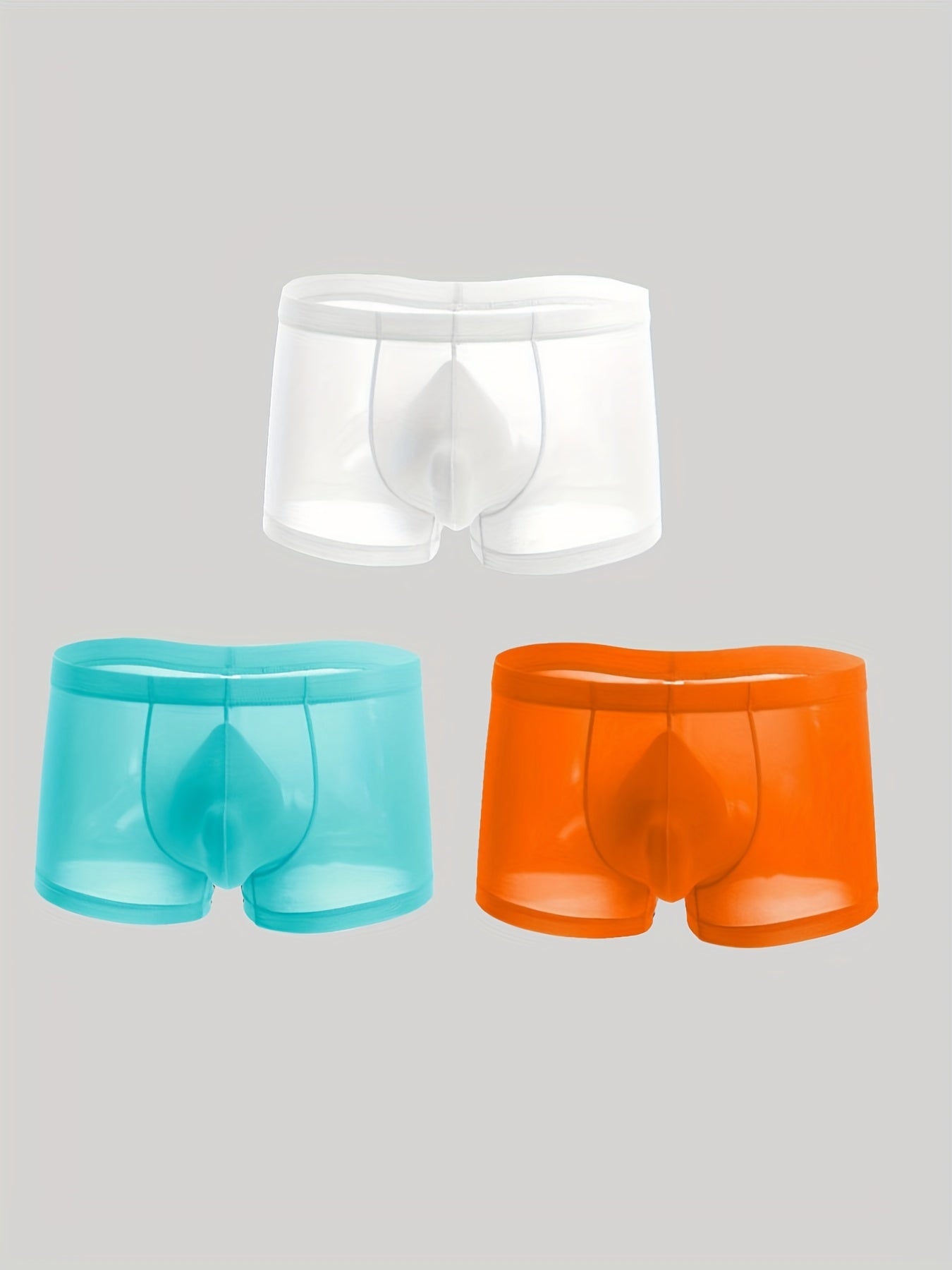 3 pack hombres sexy de moda de seda de hielo delgada transpirable cómodo bajo-cintura multicolor boxeador calzoncillos ropa interior