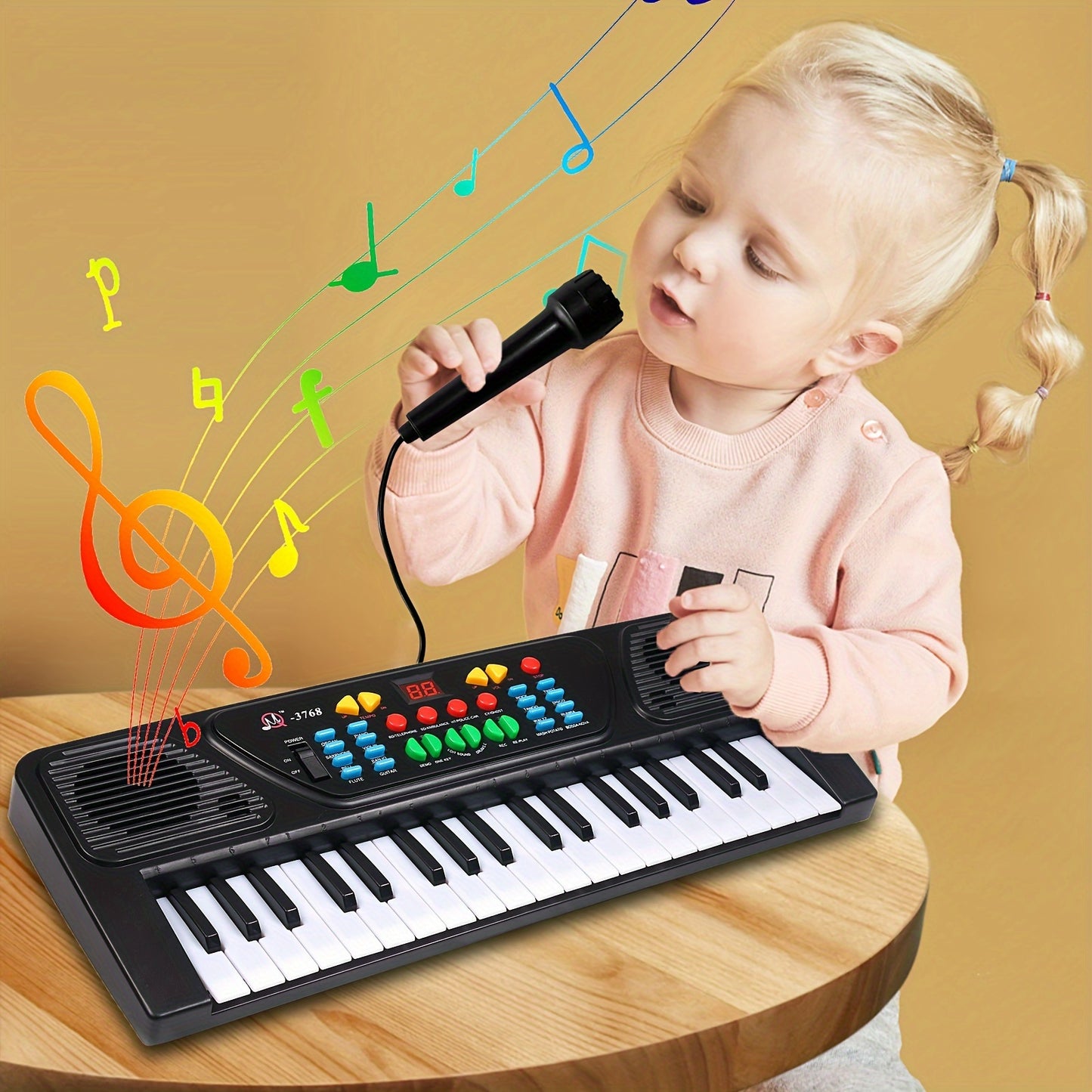 37 Keys Single Channel Electronic Piano Keyboard:  Portable Musical Instruments, Birthday Education Gifts, Music Toys Suitable For 3, 4, 5, 6, 7, Year Old Boys And Girls, Christmas, Gifts! With Microphone