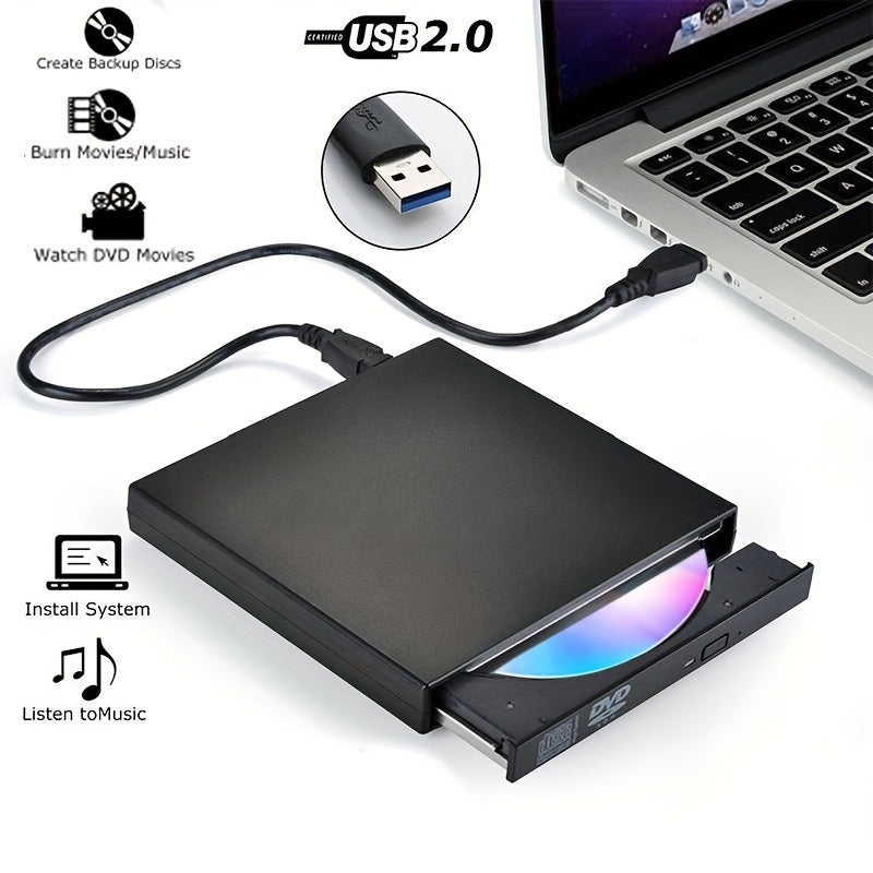 External DVD Unidad Óptica USB2.0 CD \ u002FDVD-ROM Reproductor de CD Lector Grabadora Para Laptop Burning