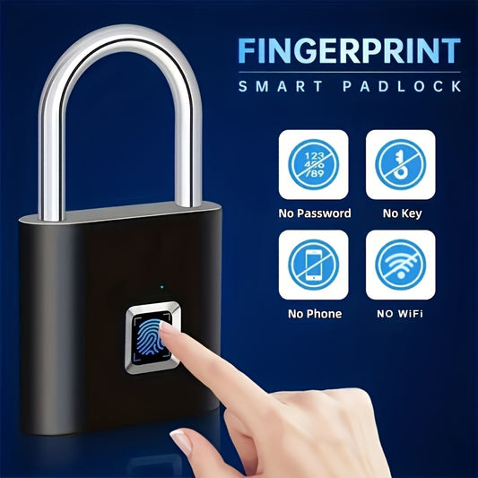 Smart Fingerprint Padlock USB Rechargeable Door Lock Biometric Thumbprint Door Padlocks Zinc Alloy Smart Life Unlock