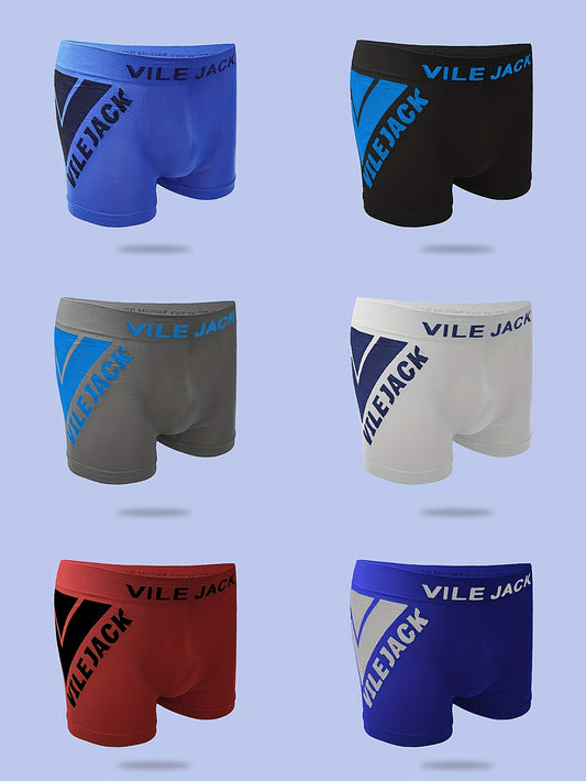 6pcs Men's Seamless Breathable Comfy High Stretch Boxer Briefs Shorts, Men's Underwear, Suitable For Size S\u002FM\u002FL