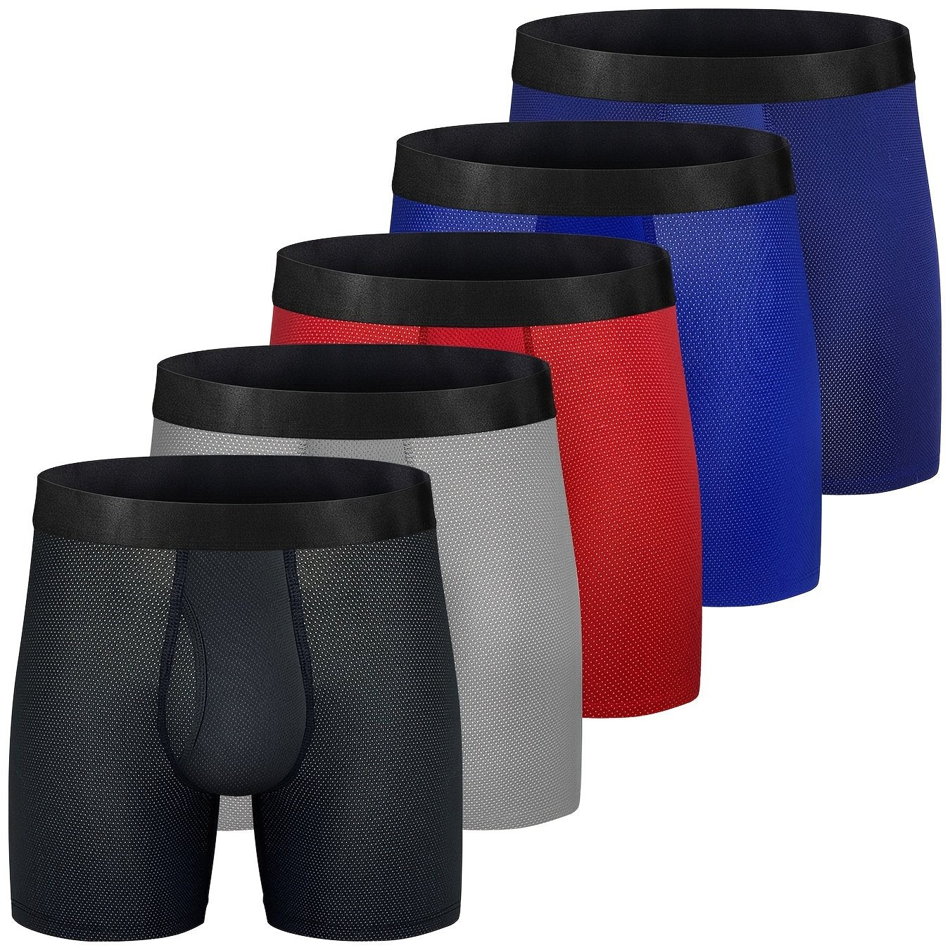 5pcs Hommes Graphique Respirant Confortable Doux Séchage Rapide Boxer Slip Sous-Vêtements, Multicolore Ensemble