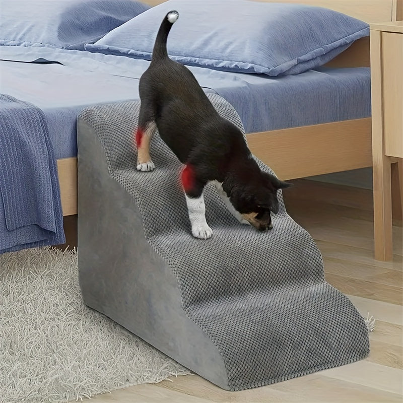 Dog Stairs For Small Dogs, 3\u002F4 Step Dog Stairs For High Beds And Couch, Folding Pet Steps For Small Dogs And Cats, And High Bed Climbing, Non-Slip Balanced Dog Indoor Step, Grey