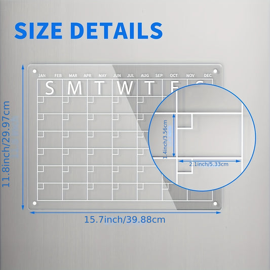 1pc Acrylic Magnetic Dry Erase Board Calendar For Fridge, 16\