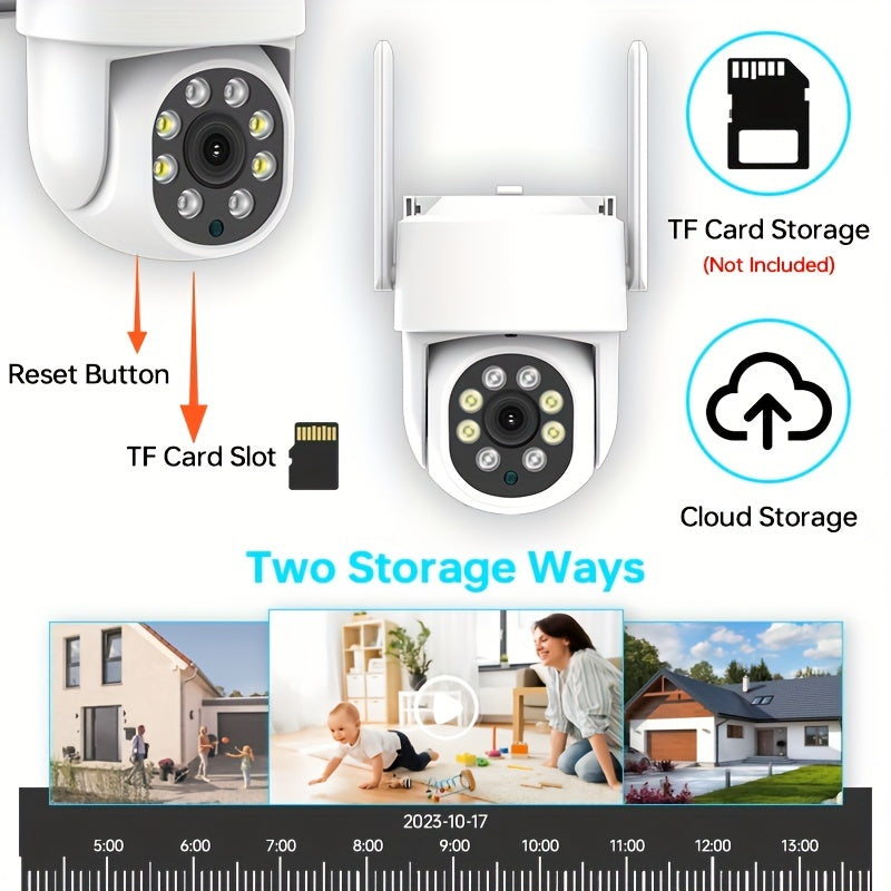 Câmera externa de segurança WiFi de 1 unidade de 2,4 GHz, câmera IP sem fio 1080P CCTV, visão noturna, detecção de movimento, segurança doméstica, sem cartão TF \ u002FSD