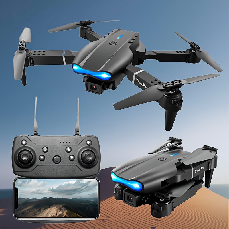 E99 Pro Drone con cámara HD, WiFi FPV HD doble plegable RC Quadcopter Altitude Hold, juguetes de control remoto para principiantes, adolescente cosas regalos para hombres interior y exterior asequible UAV