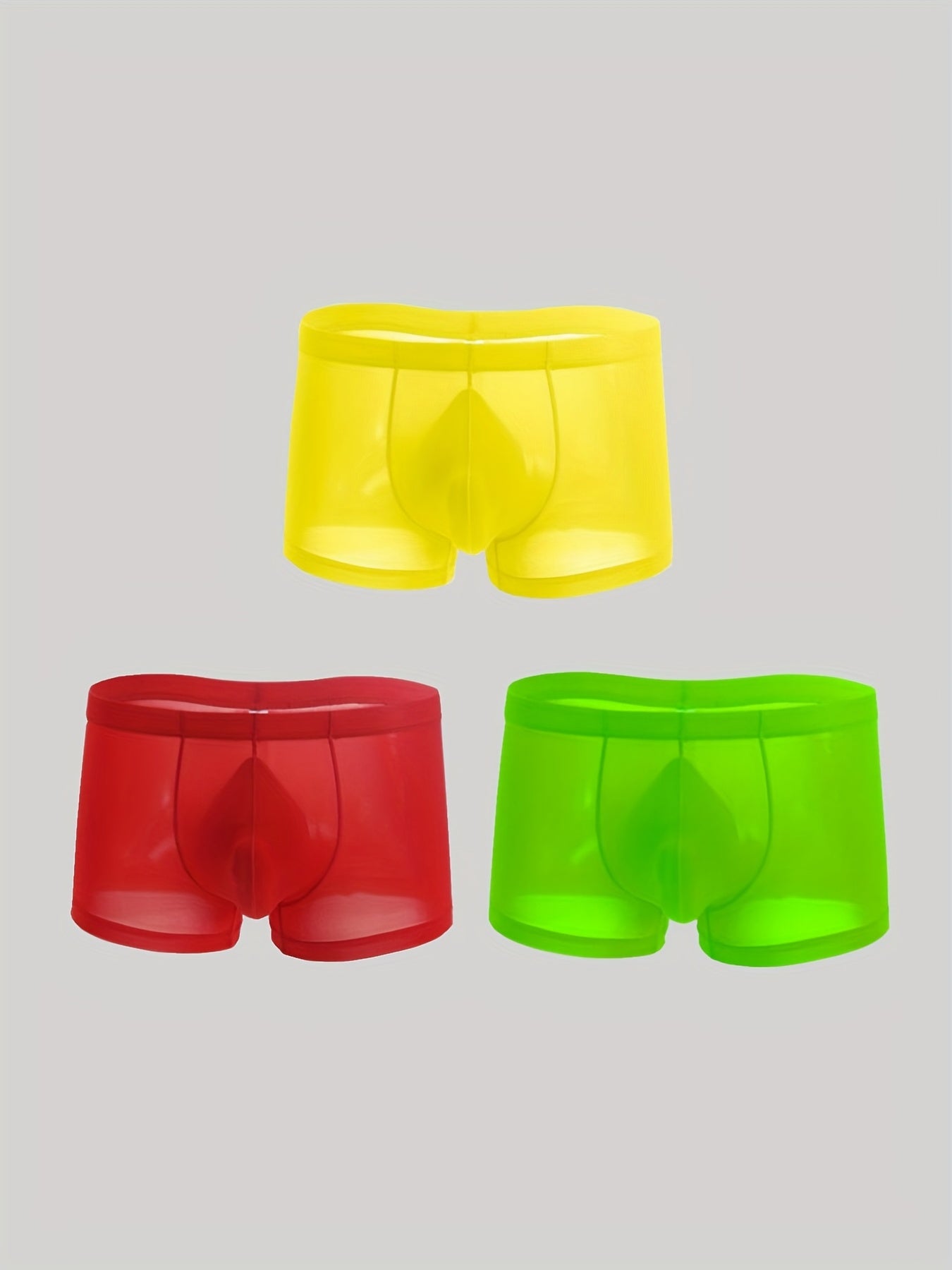 3 pack hombres sexy de moda de seda de hielo delgada transpirable cómodo bajo-cintura multicolor boxeador calzoncillos ropa interior