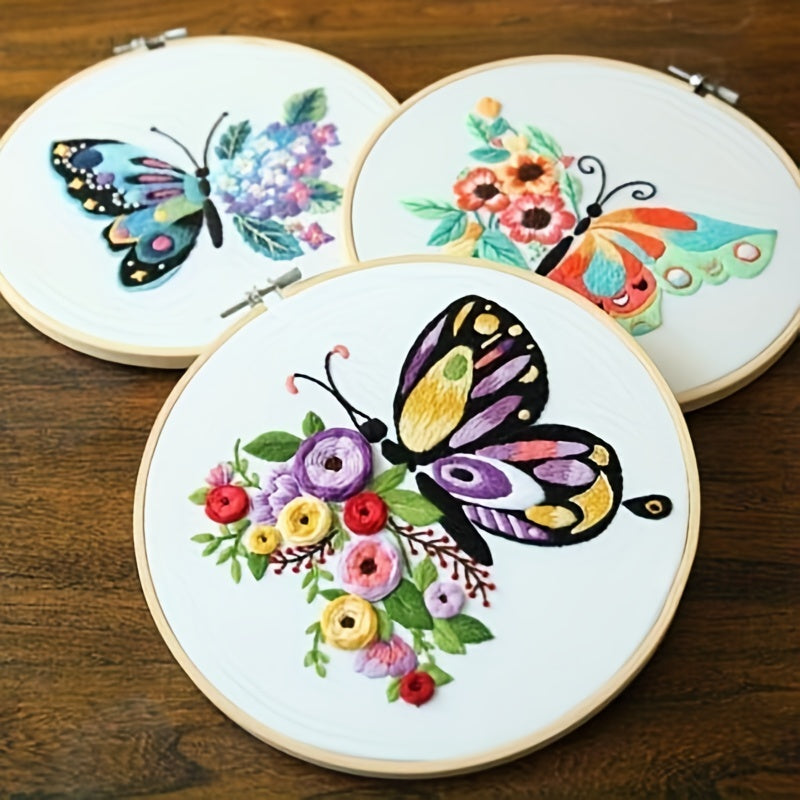 3pcs Handmade Beginners DIY Craft Embroidery Cross Stitch Kit Set Flower Pattern Gift