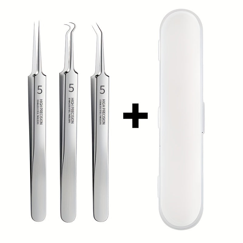 3pcs\u002FSet Professional Tweezers Ultra-Fine Pimple Tweezers Beauty Tool For Face Health And Care