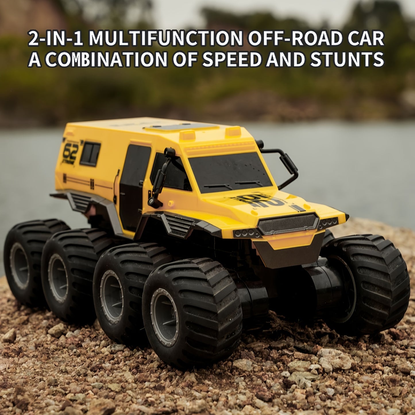 2.4GHZ 8-Wheel Off-road Amphibious Stunt Vehicle With High Speed Running, All Terrains Available, Waterproof Design, Long Running Distance, Birthday Christmas Gifts Toy Car