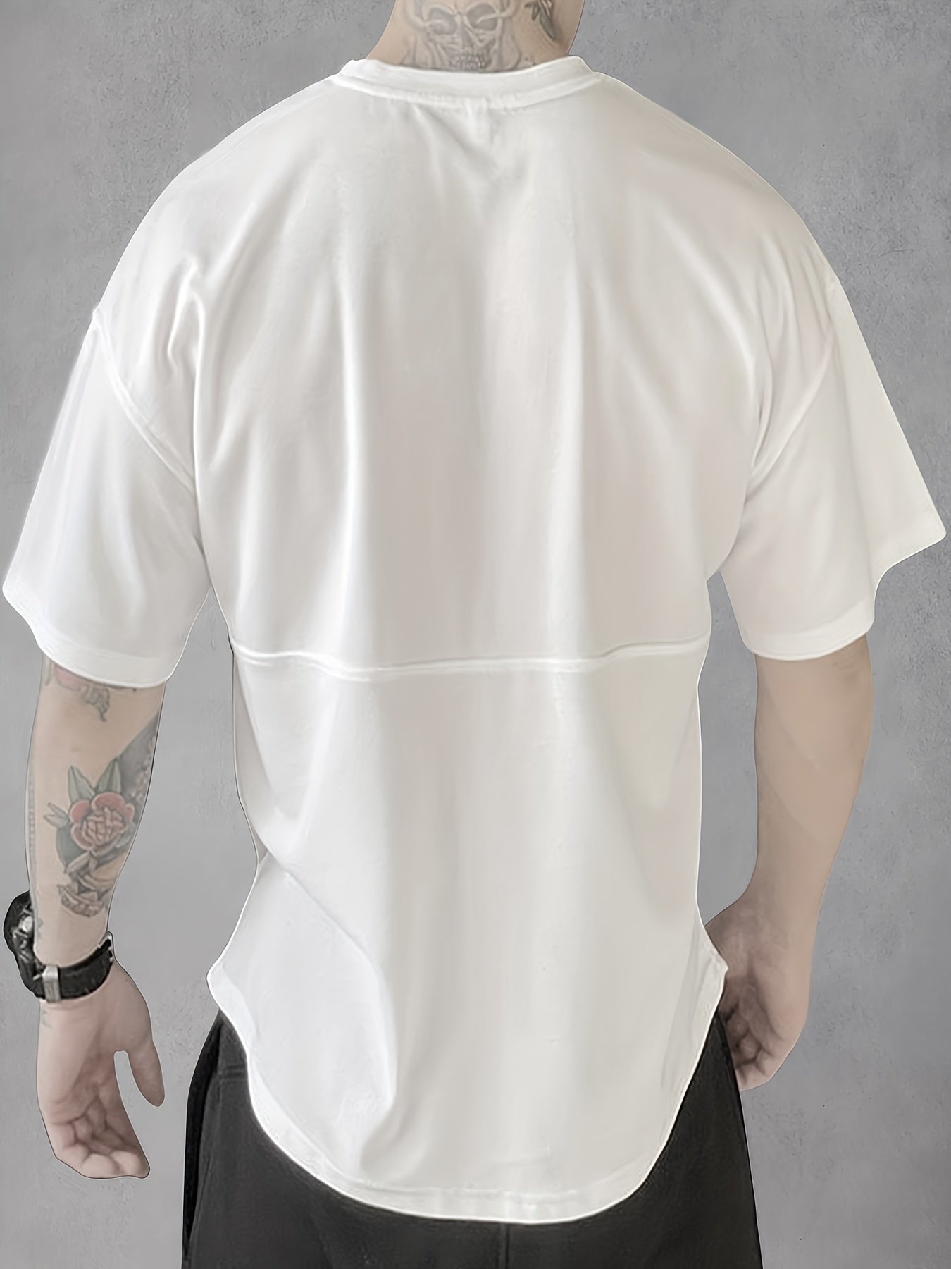 Camiseta Suelta Creativa Sólida para Hombre, Camiseta Deportiva Informal de Manga Corta con Cuello Redondo y Ligeramente Estirada para Correr, Ropa Deportiva para Hombre para Verano al Aire Libre