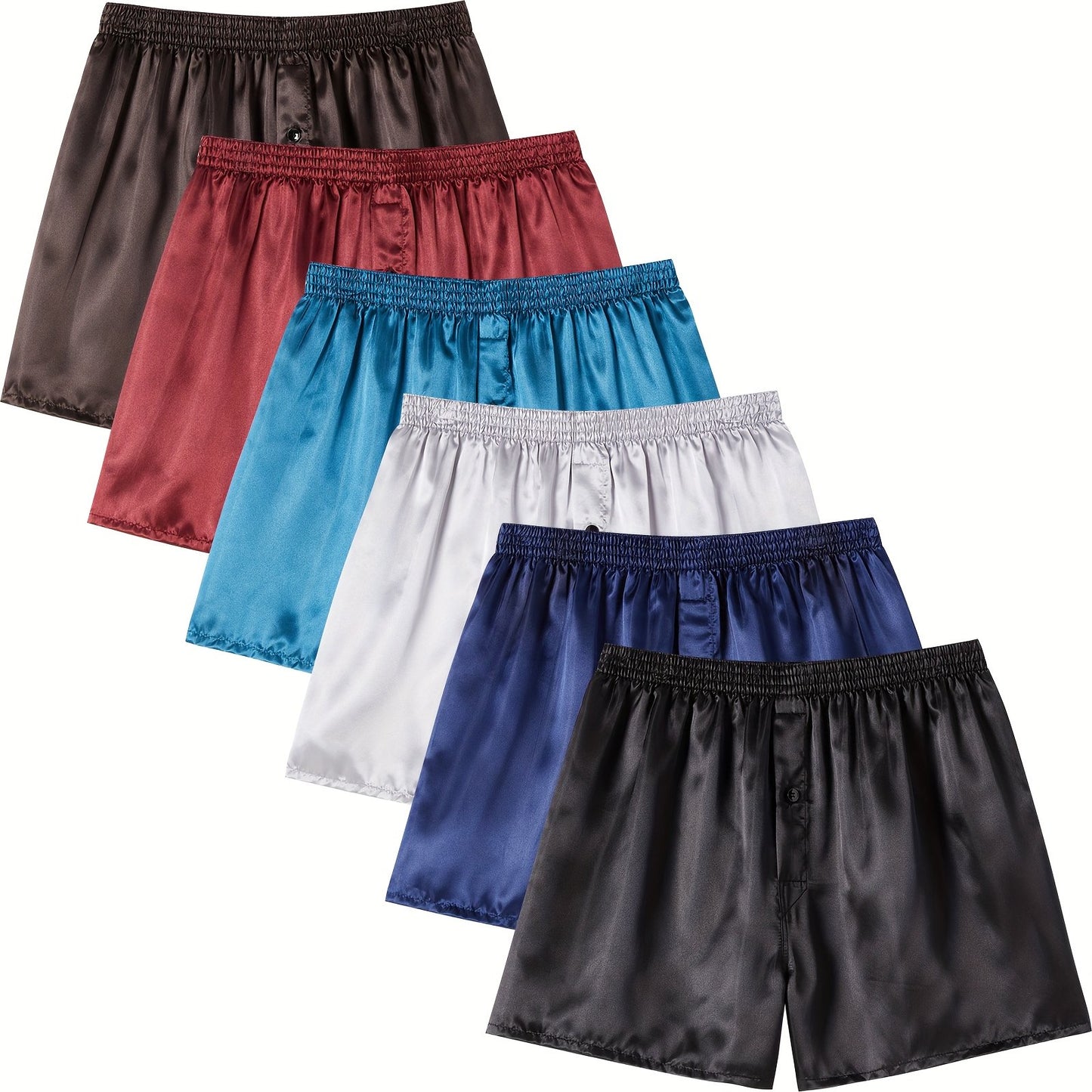 Shorts solides de 6PCs des hommes plus de taille, shorts occasionnels de sports occasionnels de mode pour de grands et grands mâles, habillement des hommes