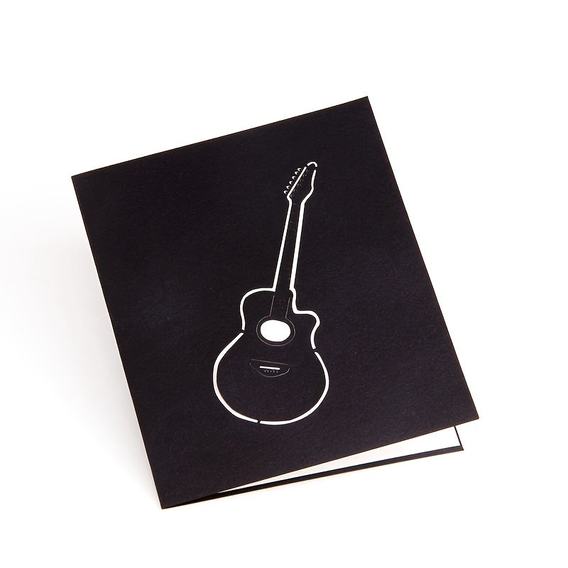 3D Guitar Greeting Card Birthday Card Creative Hand-carved Paper Card Gifts Graduation Holiday Message Card