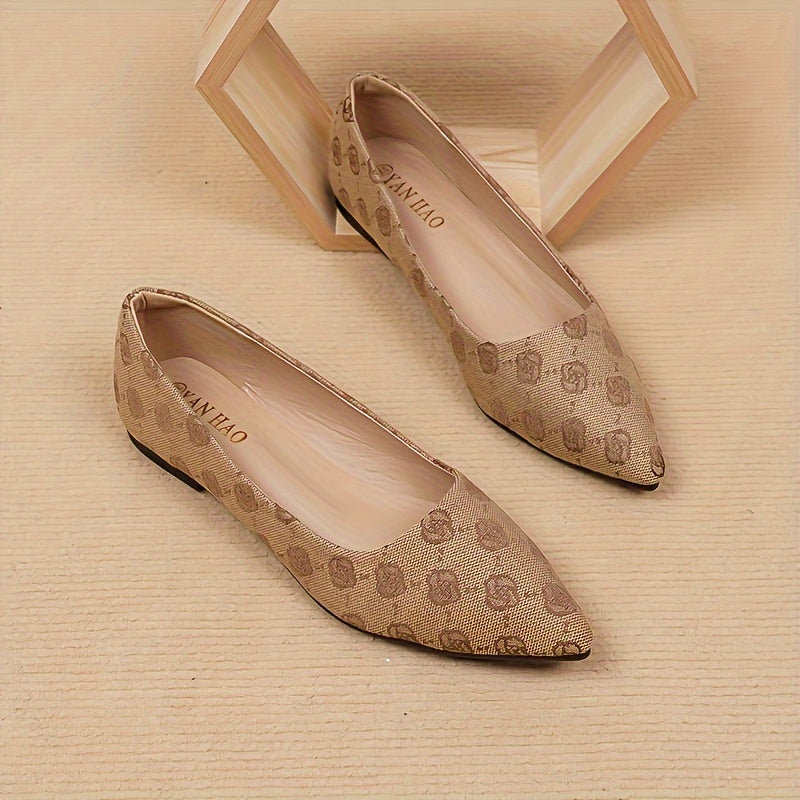 Women's Flower Pattern Flat Shoes, Elegant Point Toe Slip On Shoes, Lightweight & Comfortable Shoes