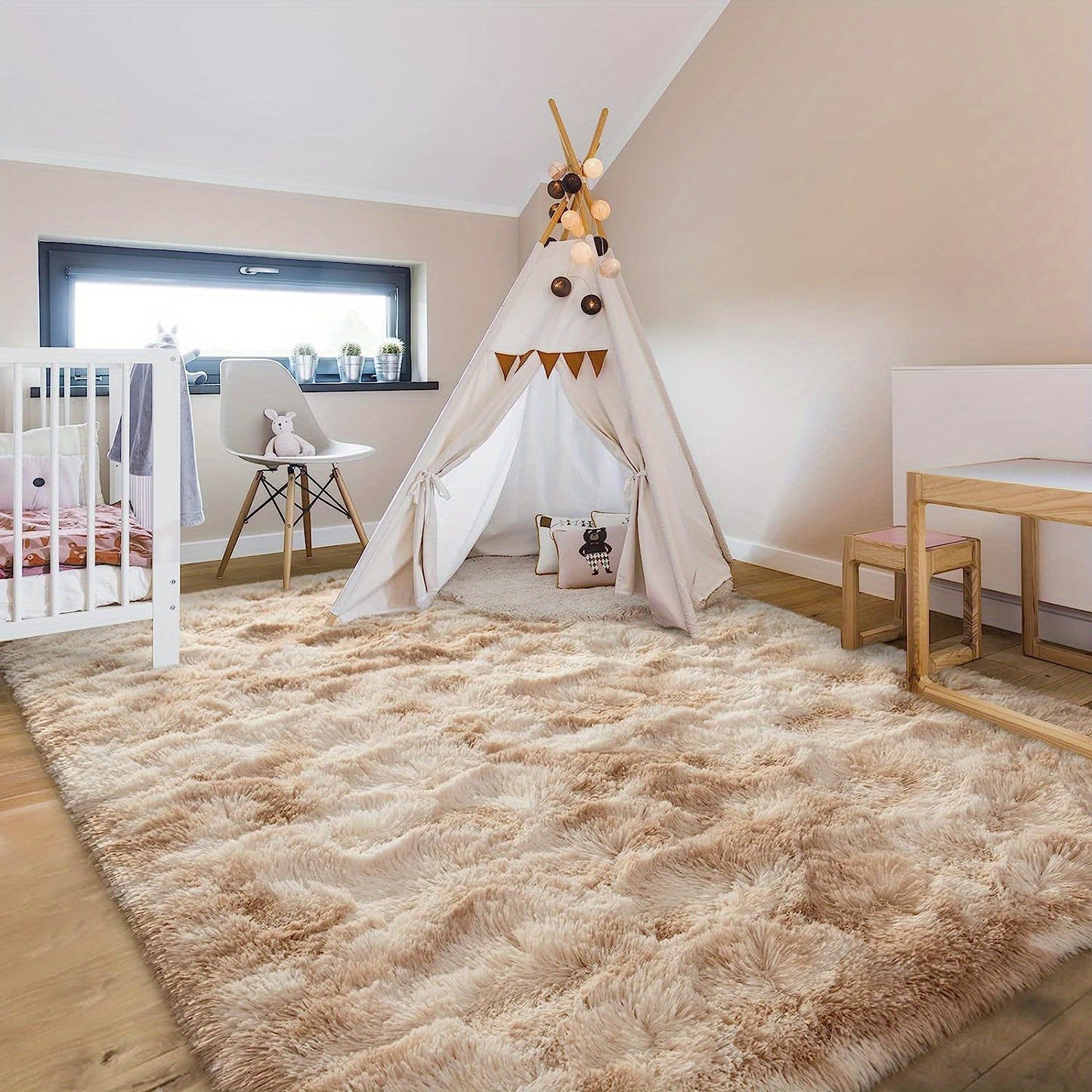 1pc Ultra Plush Fluffy Rug, Super Soft Tie-Dyed Fuzzy Area Rugs For Bedroom Living Room, Large Plush Furry Shag Rugs, Kids Playroom Nursery Classroom Dining Room Decor Floor Carpet 78.74*118.11in (200*300cm)