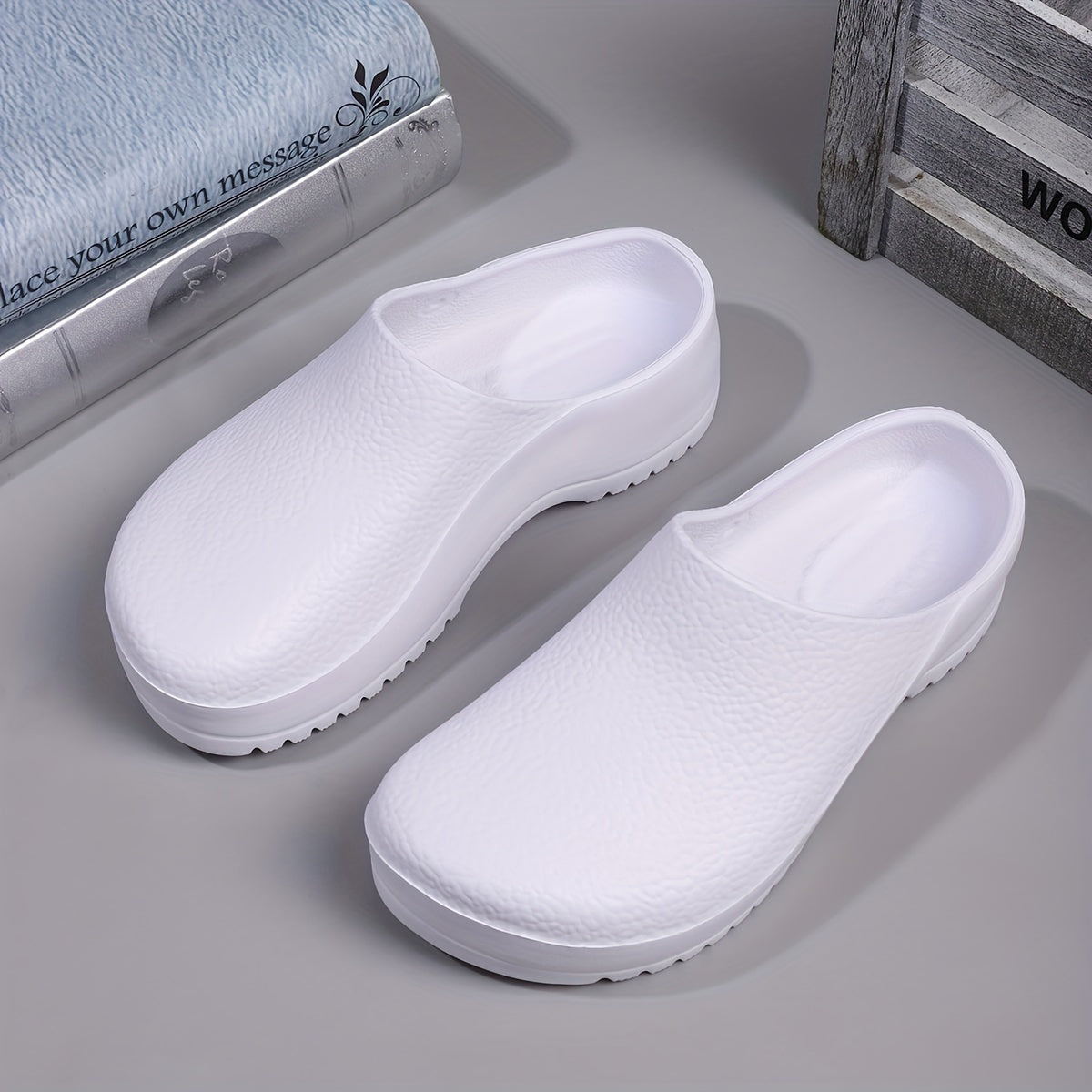 Women's Chef Work Mules, Waterproof Non Slip Wear-resistant Slide Shoes, Casual Kitchen Work Shoes