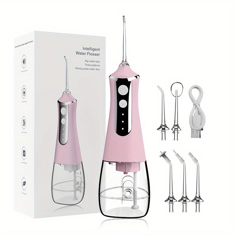 Flosser D'eau Électrique Maison Portable Flosser Usb Rechargeable Scaler Grande Capacité Dents Nettoyant Dentaire Instrument Avec 5 Buses