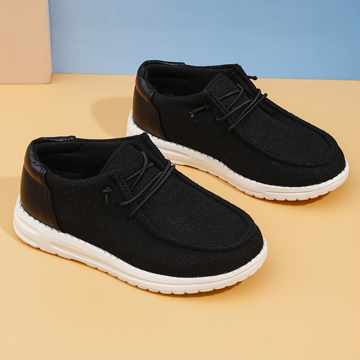 Boy's Trendy Solid Woven Knit Breathable Loafer Shoes, Comfy Non Slip Casual Sneakers For Kids Outdoor Activities