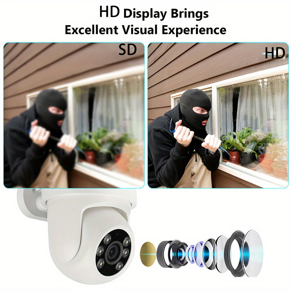 2.4G WIFI Wireless Security Camera, 355 ° Panoramic Dome Camera, Real-time Framing, AI Human Detection, Two-way Audio, Color Night Vision, Cloud Storage, Spotlight, Indoor\u002Foutdoor Monitoring