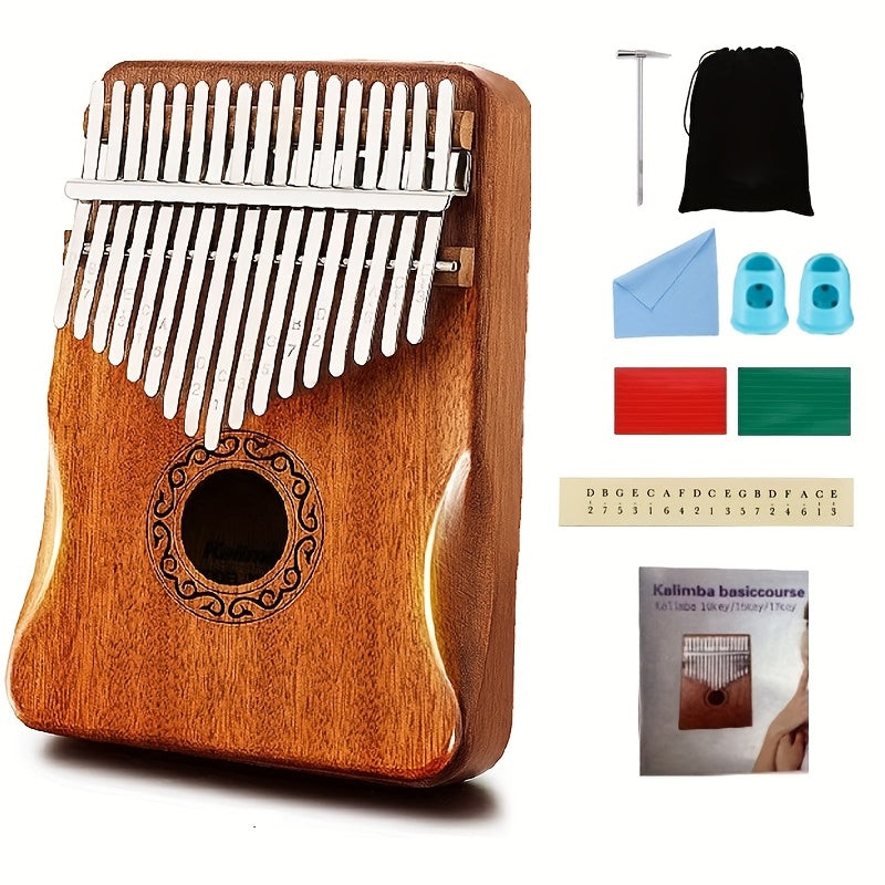 17-tone Thumb Piano Kalimba With Tuning Hammer And Storage Box Set