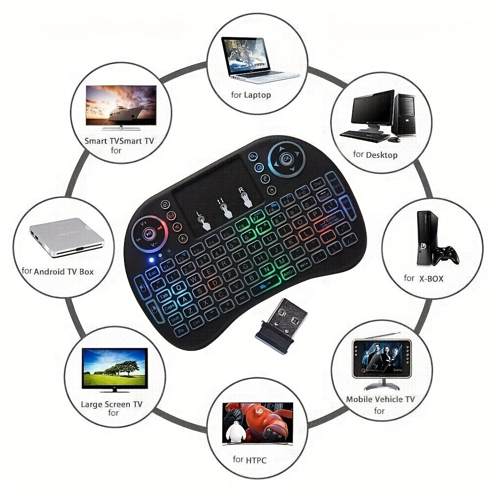 2.4GHz Backlit Mini Keyboard Touchpad Mouse, Mini Wireless Keyboard With Touchpad And Multimedia Keys For Android TV Box Smart TV HTPC PS3 Smart Phone Tablet Mac Linux Windows OS